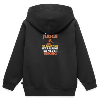 Richter Ich bin ein Richter, um Zeit zu sparen, nehmen wir an, ich bin - Kinder Premium Organic Zip Hoodie - Schwarz - Hinten - AI Model Kid Male (0cm)