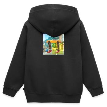 Collage Kunst Surrealismus Leopard Auto Highheels - Kinder Premium Organic Zip Hoodie - Schwarz - Hinten - AI Model Kid Male (0cm)