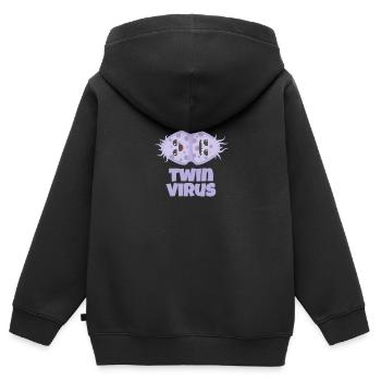 lustiges Zwilling Virus - Kinder Premium Organic Zip Hoodie - Schwarz - Hinten - AI Model Kid Male (0cm)