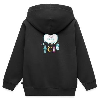 Eid Mubarak - Kids Premium Organic Zip-up Hoodie - black - Back - AI Model Kid Male (0cm)