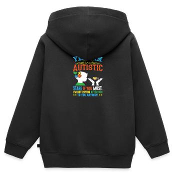 Ja ich bin autistisch - Kinder Premium Organic Zip Hoodie - Schwarz - Hinten - AI Model Kid Male (0cm)