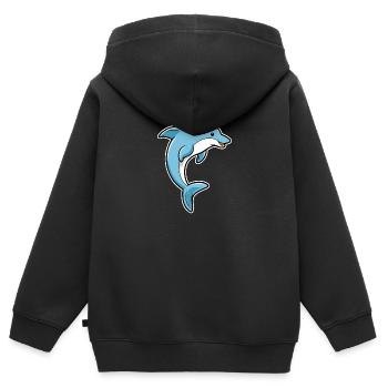 Dauphin - dauphin - Sweat Premium à capuche zippé enfant bio - noir - Dos - AI Model Kid Male (0cm)