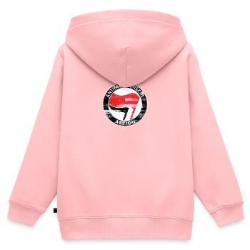 Antifa Logo, Gegen Rechts, Demo, Protest, Punk - Kinder Premium Organic Zip Hoodie - Rosa - Hinten - AI Model Kid Female (0cm)