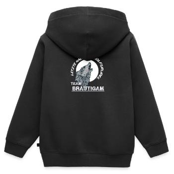 Letzte Nacht im Wolsrudel - Kinder Premium Organic Zip Hoodie - Schwarz - Hinten - AI Model Kid Male (0cm)