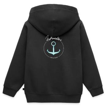 Fehmarn meine Insel cooler Spruch mit Anker Meer - Kinder Premium Organic Zip Hoodie - Schwarz - Hinten - AI Model Kid Male (0cm)