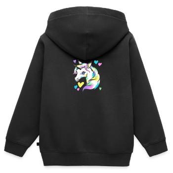 Marshmallow Einhorn - Kinder Premium Organic Zip Hoodie - Schwarz - Hinten - AI Model Kid Male (0cm)
