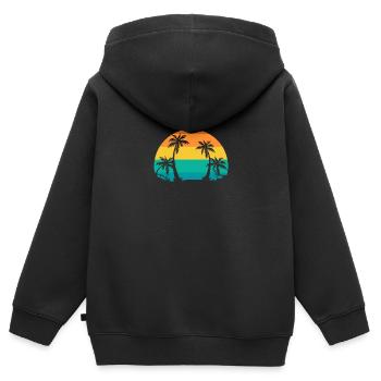 Palms, the sun, an exotic journey - Kids Premium Organic Zip-up Hoodie - black - Back - AI Model Kid Male (0cm)