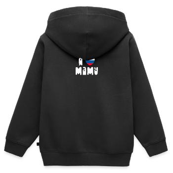 J'aime maman cadeau cyrillique russe bébé - Sweat Premium à capuche zippé enfant bio - noir - Dos - AI Model Kid Male (0cm)