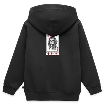Queen Card Caro - Sweat Premium à capuche zippé enfant bio - noir - Dos - AI Model Kid Male (0cm)