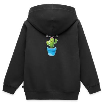 câlins gratuits cactus câlin drôle cadeau câlin moi - Sweat Premium à capuche zippé enfant bio - noir - Dos - AI Model Kid Male (0cm)