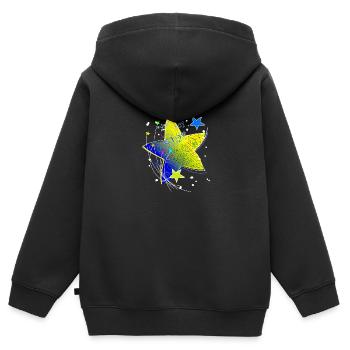 Étoile jaune simple résumé tu es mon étoile - Sweat Premium à capuche zippé enfant bio - noir - Dos - AI Model Kid Male (0cm)