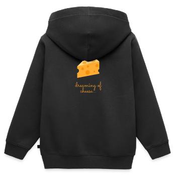 Cheese lover - Dreaming of cheese - Kids Premium Organic Zip-up Hoodie - black - Back - AI Model Kid Male (0cm)