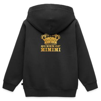 Idée cadeau drôle Queen of MIMIMI Gold - Sweat Premium à capuche zippé enfant bio - noir - Dos - AI Model Kid Male (0cm)