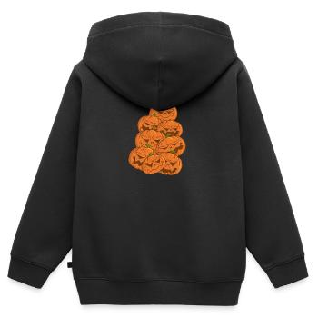 Lanterne citrouille - Sweat Premium à capuche zippé enfant bio - noir - Dos - AI Model Kid Male (0cm)