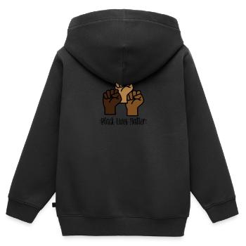 Solidarité BLM - Sweat Premium à capuche zippé enfant bio - noir - Dos - AI Model Kid Male (0cm)
