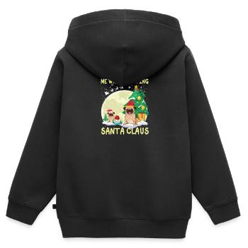 Carlin moi en attendant le Père Noël - Sweat Premium à capuche zippé enfant bio - noir - Dos - AI Model Kid Male (0cm)