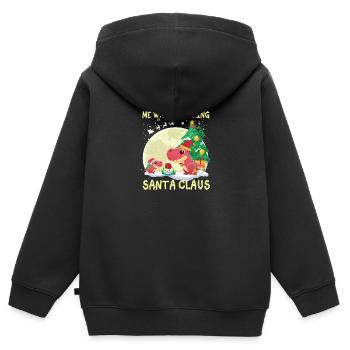 T rex moi en attendant le Père Noël - Sweat Premium à capuche zippé enfant bio - noir - Dos - AI Model Kid Male (0cm)