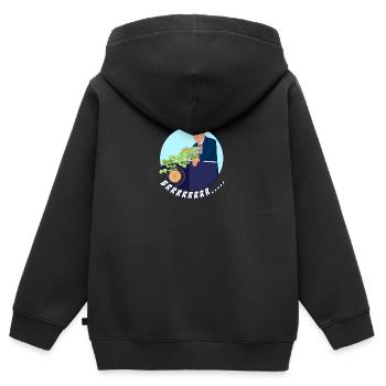 BRRRRRR .... imprimante d'argent aller au marché boursier FED JP - Sweat Premium à capuche zippé enfant bio - noir - Dos - AI Model Kid Male (0cm)