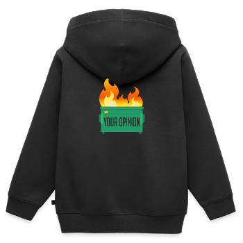 Ihre Meinung Müllcontainer Feuer - Kinder Premium Organic Zip Hoodie - Schwarz - Hinten - AI Model Kid Male (0cm)
