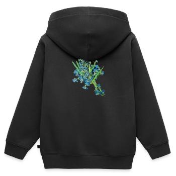 Vincent van Gogh * Iris Schwertlilien Blumen 1889 - Kinder Premium Organic Zip Hoodie - Schwarz - Hinten - AI Model Kid Male (0cm)