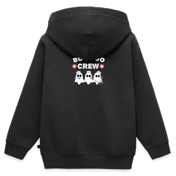 Boo Boo Crew Halloween Infirmière Fantôme - Sweat Premium à capuche zippé enfant bio - noir - Dos - AI Model Kid Male (0cm)