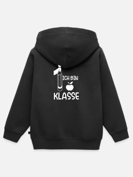 Erste Klasse - Kinder Premium Organic Zip Hoodie - Schwarz