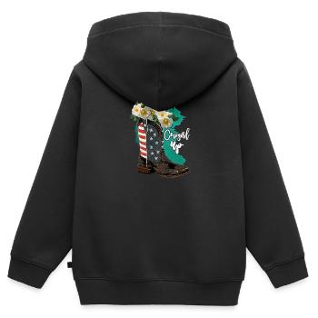 Aquarell Cowboystiefel - Kinder Premium Organic Zip Hoodie - Schwarz - Hinten - AI Model Kid Male (0cm)