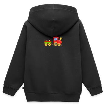 Kleinkinderzug, den ich liebe, trainiert nur einen Jungen, der liebt - Kinder Premium Organic Zip Hoodie - Schwarz - Hinten - AI Model Kid Male (0cm)