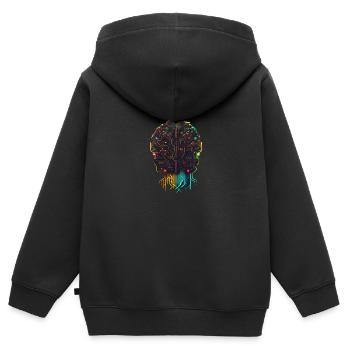 KI Künstliche Intelligenz Menschliches elektrisches Gehirn - Kinder Premium Organic Zip Hoodie - Schwarz - Hinten - AI Model Kid Male (0cm)