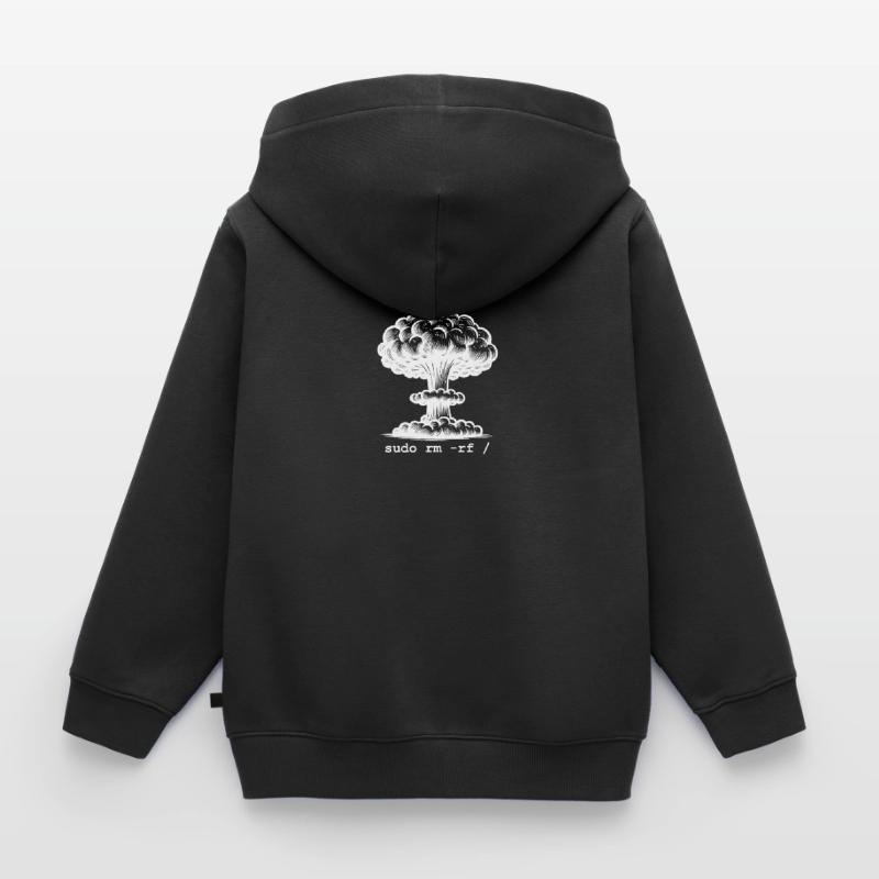 Linux Funny Linux Command Sudo RM RF for Men Kids Premium Organic Zip-up Hoodie