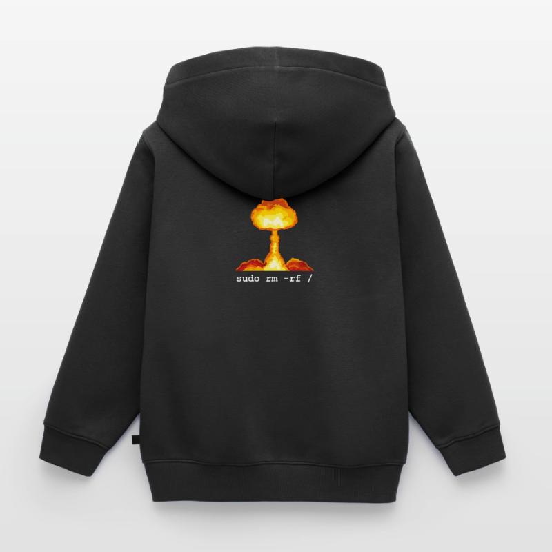 Linux Funny Linux Command Sudo RM RF for Men Kids Premium Organic Zip-up Hoodie
