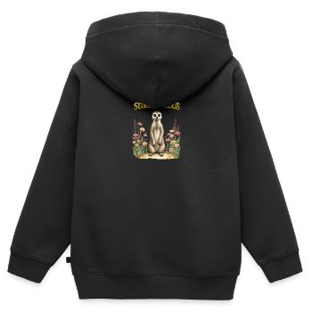 Bleib neugierig, süßes Erdmännchen - Kinder Premium Organic Zip Hoodie - Schwarz - Hinten - AI Model Kid Male (0cm)