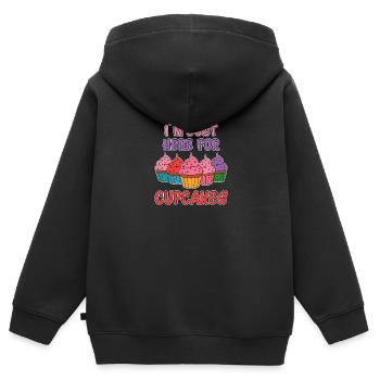 Cupcake Dire Cupcakes Drôle Cupcake Cadeau - Sweat Premium à capuche zippé enfant bio - noir - Dos - AI Model Kid Male (0cm)