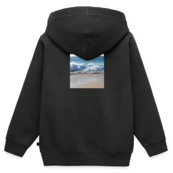waves - Sweat Premium à capuche zippé enfant bio - noir - Dos - AI Model Kid Male (0cm)