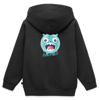 Petit monstre (avec texte) - Sweat Premium à capuche zippé enfant bio - noir - Dos - AI Model Kid Male (0cm)