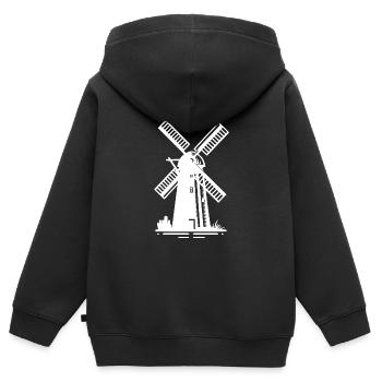 Niederländische Getreide Windmühle für Weizen Mehl - Kinder Premium Organic Zip Hoodie - Schwarz - Hinten - AI Model Kid Male (0cm)