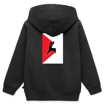 Ukemi - Kinder Premium Organic Zip Hoodie - Schwarz - Hinten - AI Model Kid Male (0cm)