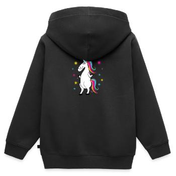 Licorne - Licorne - Licorne - Sweat Premium à capuche zippé enfant bio - noir - Dos - AI Model Kid Male (0cm)