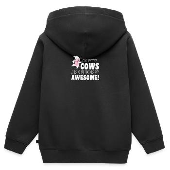 Milchkuhbauer Meine Milchkühe sind euternd - Kinder Premium Organic Zip Hoodie - Schwarz - Hinten - AI Model Kid Male (0cm)
