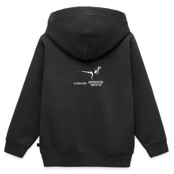 Velociraptor Wortspiel Geschwindigkeit Geschenk - Kinder Premium Organic Zip Hoodie - Schwarz - Hinten - AI Model Kid Male (0cm)