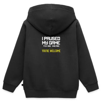 J'ai mis mon jeu en pause - Sweat Premium à capuche zippé enfant bio - noir - Dos - AI Model Kid Male (0cm)