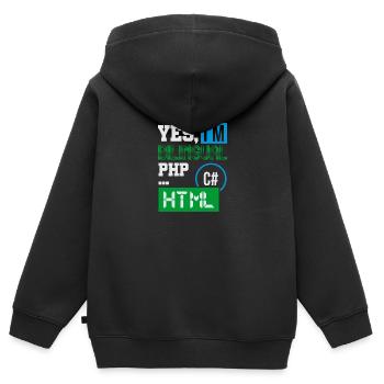 Computerprogrammierer Humor Ja, ich bin zweisprachig HTML - Kinder Premium Organic Zip Hoodie - Schwarz - Hinten - AI Model Kid Male (0cm)