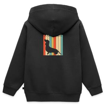 Retro Dachshund Wiener Sausage Dog - Kids Premium Organic Zip-up Hoodie - black - Back - AI Model Kid Male (0cm)