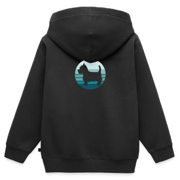 Rétro Westie West Highland Terrier Vintage - Sweat Premium à capuche zippé enfant bio - noir - Dos - AI Model Kid Male (0cm)