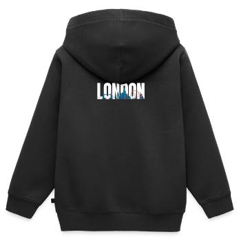 Londres Skyline UK Angleterre Tower Bridge cadeau - Sweat Premium à capuche zippé enfant bio - noir - Dos - AI Model Kid Male (0cm)