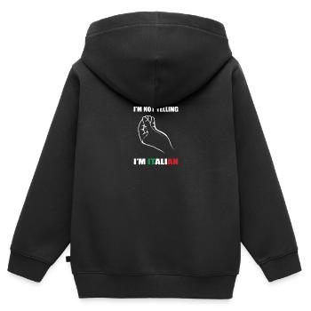 Je suis Italien Je Cris Pas cadeau - Sweat Premium à capuche zippé enfant bio - noir - Dos - AI Model Kid Male (0cm)