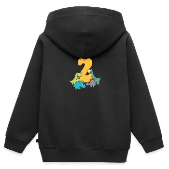 Kids 2nd Birthday Shirt Dinosaur Dino - Kids Premium Organic Zip-up Hoodie - black - Back - AI Model Kid Male (0cm)