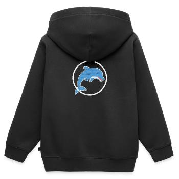 Delphin - Kinder Premium Organic Zip Hoodie - Schwarz - Hinten - AI Model Kid Male (0cm)