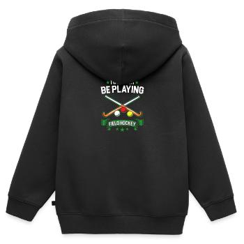 Feldhockey spielen eher Feldhockey - Kinder Premium Organic Zip Hoodie - Schwarz - Hinten - AI Model Kid Male (0cm)