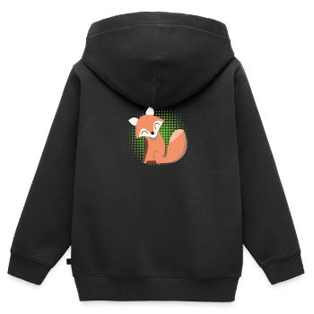 Happy fox with green halftone gift - Kids Premium Organic Zip-up Hoodie - black - Back - AI Model Kid Male (0cm)